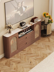 Slim High TV Stand with Storage