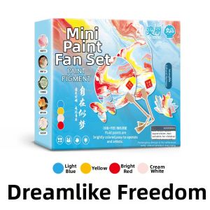 Ecai | DIY Handmade Fan Material Kit Traditional Lacquer Pigment Specific Blank Fan with Text Circular Fan