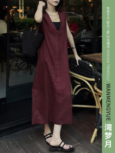 French Retro V-Neck Short Sleeve Dress for Women Loose Fit Slimming Mid-Length Skirt Casual Work Clothing Polyester Fabric