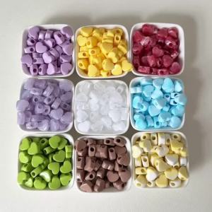 10-30Pcs Acrylic Large Hole Heart Beads Loose Spacer Beads Jewellery Making DIY Bracelet Phone Chain Keychain Making Supplies