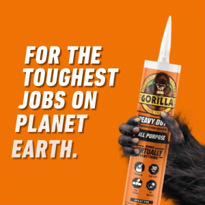 Gorilla Construction Adhesive Heavy Duty - All Weather/Gap Filling/30 sec. Fast Grab/Paintable/Indoor & Outdoor Heavy Duty Project (2.5Oz)