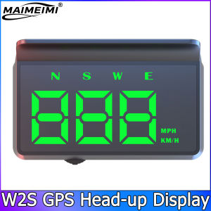 RYSJM | GPS Universal Car Supplies Speedometer KMH  W2 HUD Head Up Display Windshield Projector Type-c USB Cable Dual Data Plug and Play