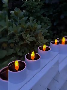 Lilin Tenaga Surya Lampu Bentuk Lilin Solar Api Bergoyang Dekorasi Candle Light Lamp Lilin Lampu Led