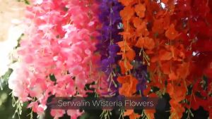Tanaman Wisteria Palsu Buatan Rotan 12 Buah Bunga Sutra Gantung Tali Rumah Pesta Pernikahan