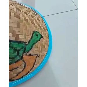 Caping petani jawa jumbo diameter 38-40 cm - caping topi anyaman bambu lukis