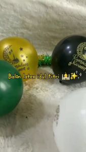 Balon Latex Karet Motif Idul Fitri Lebaran Ramadhan Kareem Ecer per 10 pcs