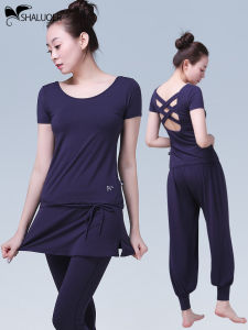 ชุดโยคะแบบสวมหัวแขนสั้นผ้าโมดอลสำหรับผู้หญิงชุดออกกำลังกายวิ่งสไตล์ใหม่ ชุดเต้นรำ แฟชั่น ชุดเต้นรำคู่