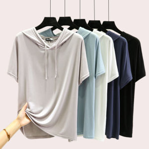 เสื้อยืดแขนสั้นผู้หญิงสไตล์เกาหลีพร้อมหมวกคอบาง Modal Fiber หลวมพอดีแฟชั่นฤดูร้อนสําหรับสวมใส่กลางแจ้ง