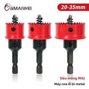 Bộ Mũi Khoan Lỗ Kim Loại Kép M42 3/4" Đến 1-3/8" Lưỡi Cắt Coban Mỏng Kèm Trục Lục Giác Dùng Cho Gỗ Kim Loại PVC Mũi Khoan Gỗ