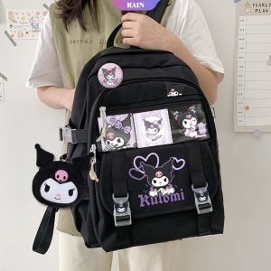 Cartoon Women Backpacks Waterproof Multi-Pocket Nylon School Backpack Student Girls Kawaii Cinnamoroll Kuromi Pom Pom Purin Laptop School Bag