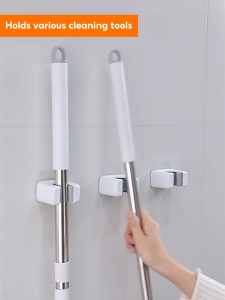 Joybos SO2 Off-White Drill-Free Wall-Mounted Mop Clip Strong Grip