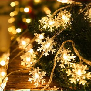 【On Sale】1.5M Christmas Led Snowflake String Lights Waterproof Star Creative Decorative Lights Christmas Party Fairy Light