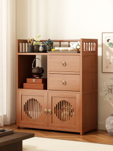 New Chinese Style Tea Room Tea Cabinet Storage Rack Non-Solid Wood Small Bohu Shelf Purple Clay Pot Display Stand