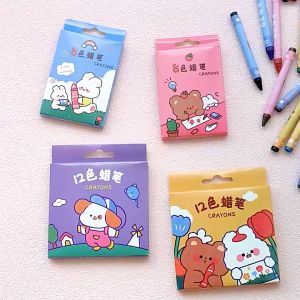 [Happy Kids] 12pcs Crayon Set Drawing Color Pen Graffiti Crayon Oil Pastels Stationery Gifts 蜡笔 Krayon Murah - ST45