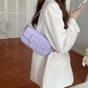 Venus Bag Korean SolidColor High Quality Baguette Bag Purple Simple Shoulder Underarm Bag Cambridge Bag For Women