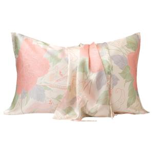 Silk Pillowcase 100%  Silk Printed Fabric Tied Style Adult Single Person Bedding Accessories Luxury Softness Breathable