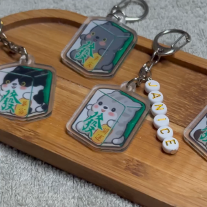 🇸🇬 Mahjong Lucky Fortune Cat Keychain Personalised Custom Name Cute Graduation Corporate Gift
