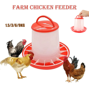 Chicken Feeder & Chicken Drinker Farm Animal Poultry Automatic 1.5/3/6/9kg Chicken Feeder With Removable Easy Refill Lid