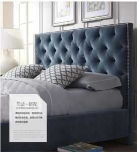 Modern Simple Style Soft Padded Fabric Bed Headboard Wooden Frame Master Bedroom Solid Pine Wood Zipper Backrest Popular Real Wood Bed Screen