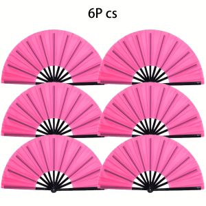 6pcs Folding Fans Plastic Handheld Multi-color Sports Fans Performance Wedding Party Accessories