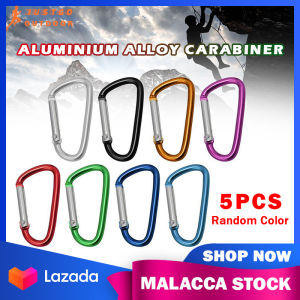 Climbing Buckle 5 PCS/Set No. 5 Hanging Aluminium Alloy Carabiner Type D Keychain Clip Outdoor Safety Luggage Bottle Light Hook Hiking Lock Carabiner(Random Color) | JUSTGOOUTDOOR