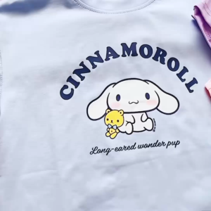 BEEJOY Sanrio Kuromi Baby Girl Top Shirt Pants Set Baju Budak Perempuan Kids Girls Korean Clothes Soft Cotton Milk Silk Fabric Children Girls Clothing Baju Tidur Kanak-Kanak