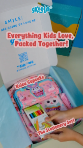 Skoola Tas Sekolah Anak TK Perempuan Dan Tempat Pensil Cupcake Set Free Gift - Joly Kids