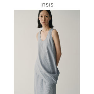 INSIS FEMME | Mulberry Silk U-Neck Slanted Hem Sleeveless Top