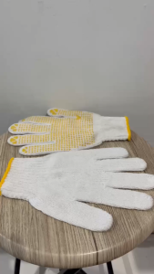 Sarung Tangan Kerja Rajut PVC Grip Kuning Putih Sarung Tangan Bintik