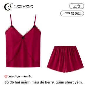 LEZIMENG | Bộ Đồ Ngủ Lụa Mùa Hè Cho Phụ Nữ