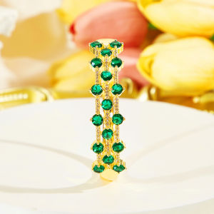 SEQUITO Luxury Women Jewelry Pave Setting Colorful Round AAAAA Zircon Hollow Gold Plated Bangle Prom Clothes Accessories B365