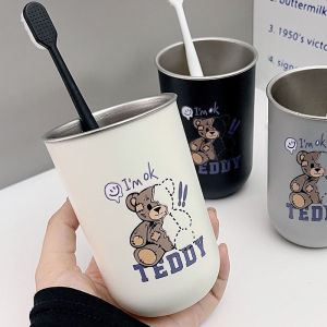 Cốc Đựng Bàn Chải Đánh Răng Hình Gấu Teddy Bằng Thép Không Gỉ 304 Sáng Tạo Đơn Giản Cho Cặp Đôi Dùng Sau Khi Đánh Răng