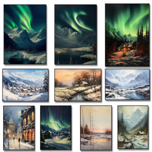 Jigsaw Puzzle 1000PCS-50X70CM Snowy Valley Alps Mountains Aurora Night Landscape Art Brain Teaser Puzzle Calming Hobby Gift