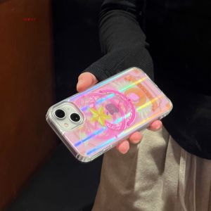 Cartoon Magic Wand Phone Stand Compatible with  17 16Pro 15Promax 14 Anti-Fall Female Model Magnetic Attraction Full Cover Protection Case