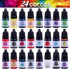 QIAO | Epoxy Resin Color Pigment 24 Vivid Colors Liquid Epoxy Pigment Highly Concentrated Translucent Resin Dye for Art DIY Jewelry