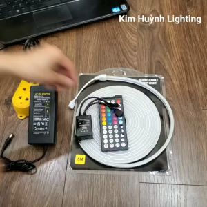 Dây Đèn LED Neon RGB Cao Cấp - Chế Độ Tự Động Thông Minh Cuộn dây LED Neon RGB - cuộn 5m Bộ đèn Led neon dài 5m (6x12)mm đổi màu RGB Bộ 5m dây led Neon Flex RGBIC kết nối APP+remote nháy đuổi nháy theo nhạc 6x12mm Chính Hãng Suno Top