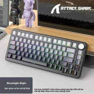Bàn Phím Chơi Game Không Dây Attack Shark X85Pro RGB Cơ Học Hot-swap Với Màn Hình/nút Điều Khiển Đa Năng Cho Máy Tính Để Bàn Máy Tính Xách Tay Máy Tính Bảng