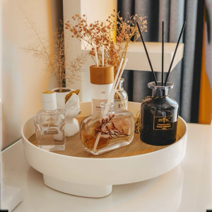 Round Wooden Serving Tray Nordic Style Multipurpose Storage Tray Key Tray Organizer Home Decoration