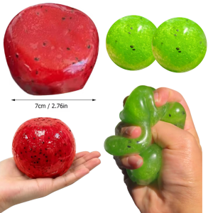 Schylling | Handmade Watermelon & Kiwi Fruit Slushy Squishy Toy Soft Stress Relief Squeeze Toy Realistic Fruit Simulation Model Adult Gift