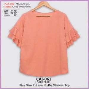 Plus Size 2-Layer Ruffle Sleeve Blouse 2XL–3XL – Feminine Flowy Fit Tummy Cover Office & Casual Wear