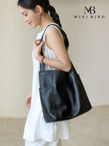 Minibird 2025 Commuter Tote Bag Top Layer Cowhide Single Shoulder Bag for 15 Inch Computer No Shoulder Pain Relief