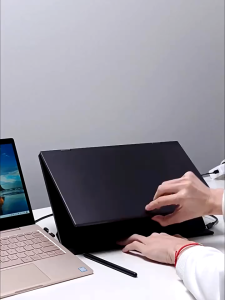 ZOOMEDIN 15.6" Dual/Single Screen FHD 1080p Portable Monitor with Built-in Stand 360° Rotation and USB-C Connectivity - Local Delivery