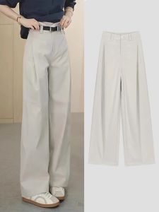 Quần Dài Nữ Mùa Hè Mỏng Cạp Cao Rộng Rãi Thường Ngày Xếp Ly Quần Dài Ống Rộng Phong Cách Mới 2025 Quần Áo Làm Việc