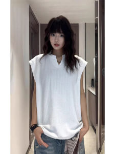 Áo Vest Không Tay Cổ Chữ V American Texture Cho Nữ Mùa Hè Nhanh Khô Thoáng Khí Lụa Băng Thiết Kế Rộng Rãi Không Tay