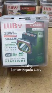 LUBY Senter Kepala LED SUPER TERANG 20W / 3000mAh L-2895C Cahaya PUTIH Tahan 50JAM + Lampu COB - TC