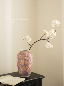 กระติกน้ำชาเซรามิกสไตล์ฝรั่งเศสย้อนยุค กระติกน้ำชาดอกไม้ กระติกน้ำชาขนาดกลาง กระติกน้ำชาแบบตั้ง กระติกน้ำชาแบบตกแต่ง