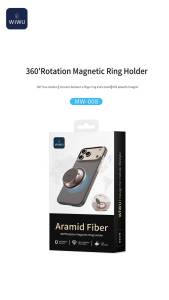 WIWU Aramid Fiber 360°Rotation Magnetic Ring Holder for iPhone 17/16/15/14/13 Series Durable Kevlar Design