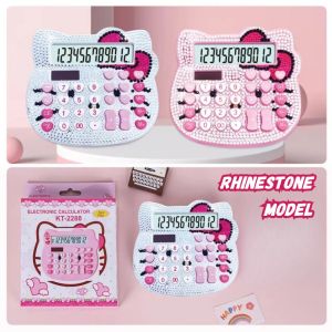Phim hoạt hình âm thanh 12 chữ số máy tính Rhinestone mèo dễ thương phim hoạt hình sáng tạo năng lượng mặt trời di động Kitty sinh viên cung cấp quà tặng cho trẻ em