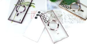 Magnetic Soft Clear Case for Samsung Galaxy S22 S23 S24 Ultra Protective Cover Camera Lens Protector