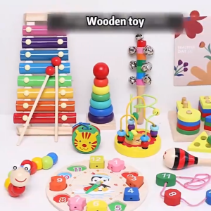 JoyToy Montessori Anak-anak Mainan Kayu Mini Jam Bulat 3D Bentuk Mainan Sensorik Geometris